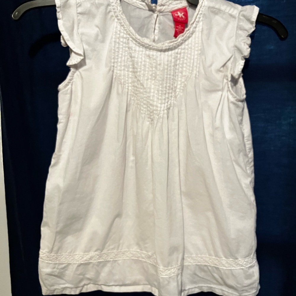 J. Khaki White Ruffle Sleeve TopJ Khaki girls white eyelet cap sleeved top